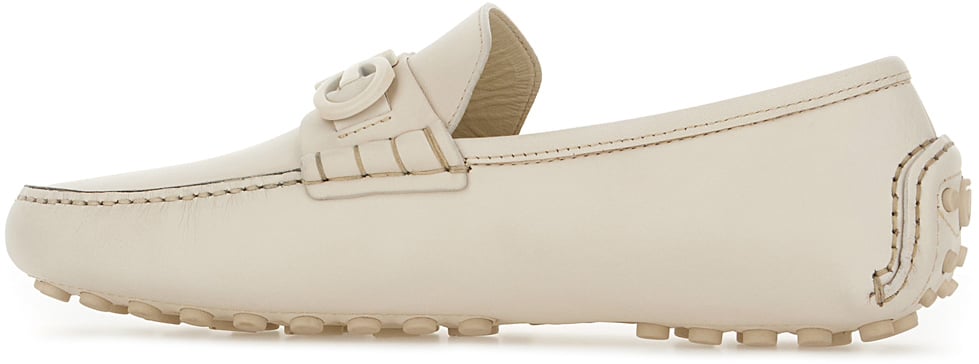 Ferragamo Ferragamo Ivory leather Grazioso loafers Neutraal