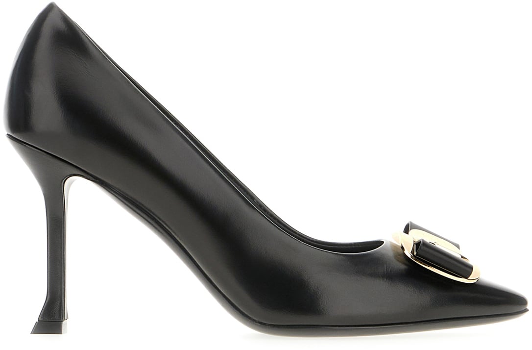 Ferragamo Ferragamo Black nappa leather pumps Zwart