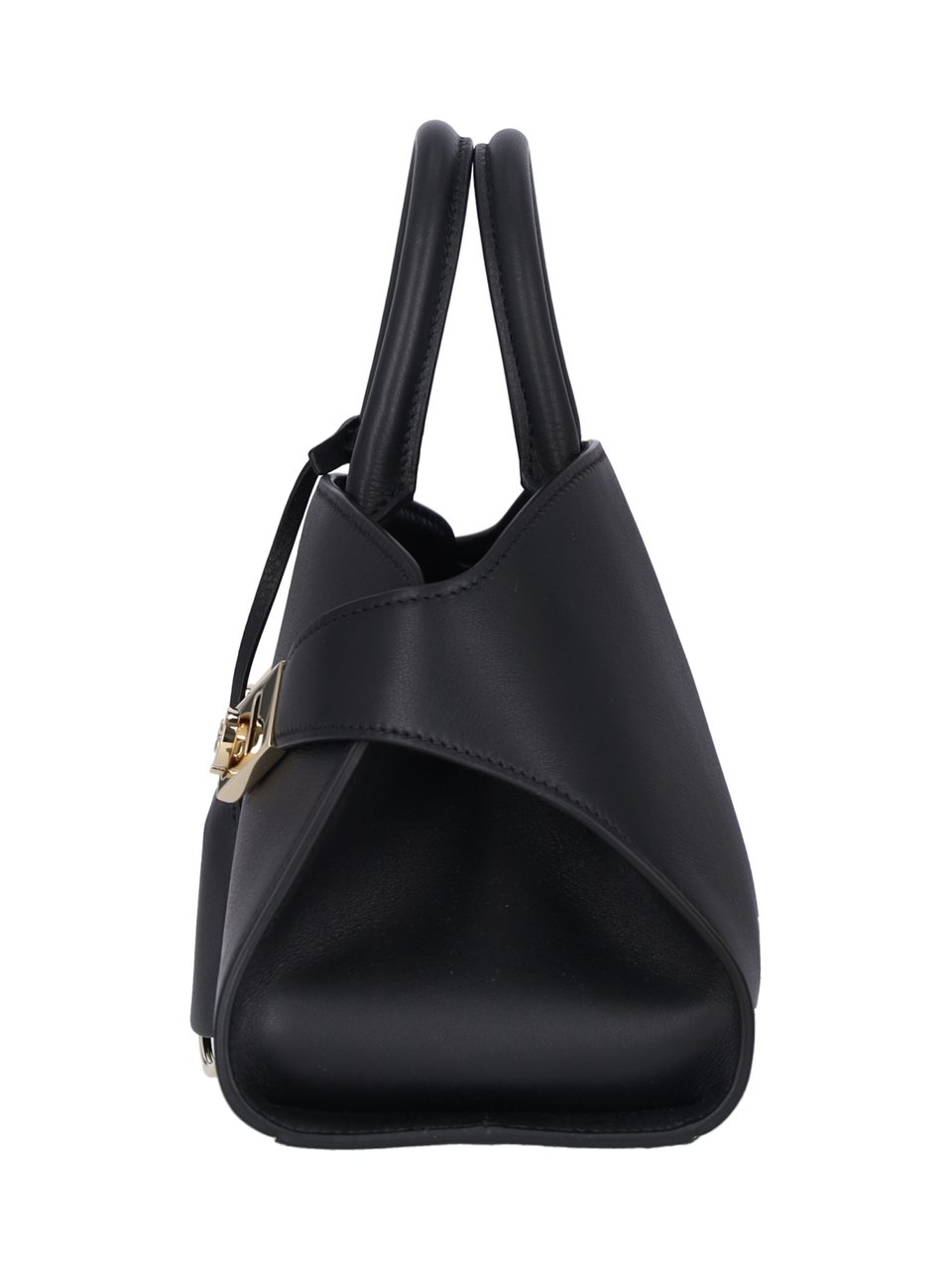 Ferragamo Black Hug Hammered Leather Mini Bag Zwart