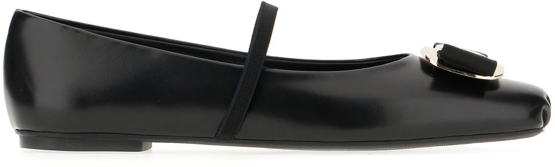Ferragamo Ferragamo Black nappa leather Zina ballerinas Zwart