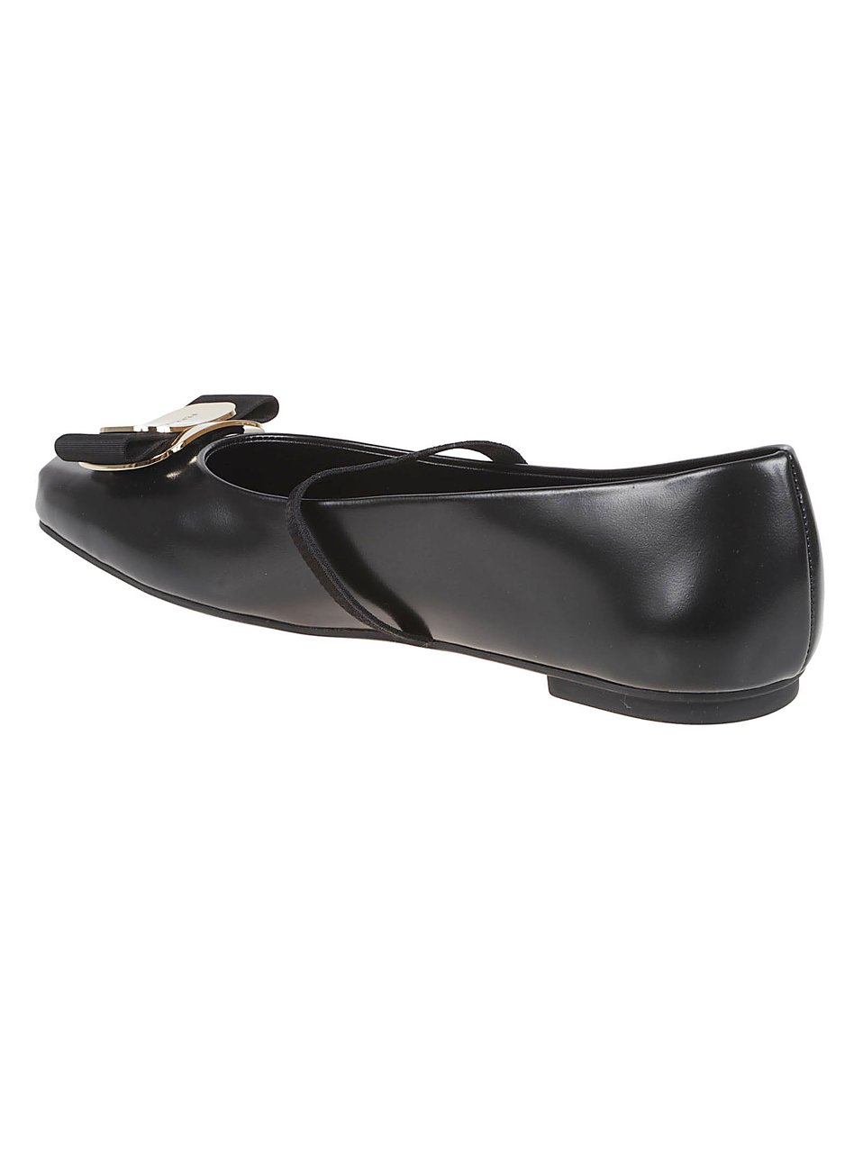 Ferragamo Pointed Toe Flats with Gros-Grain Elastic Zwart