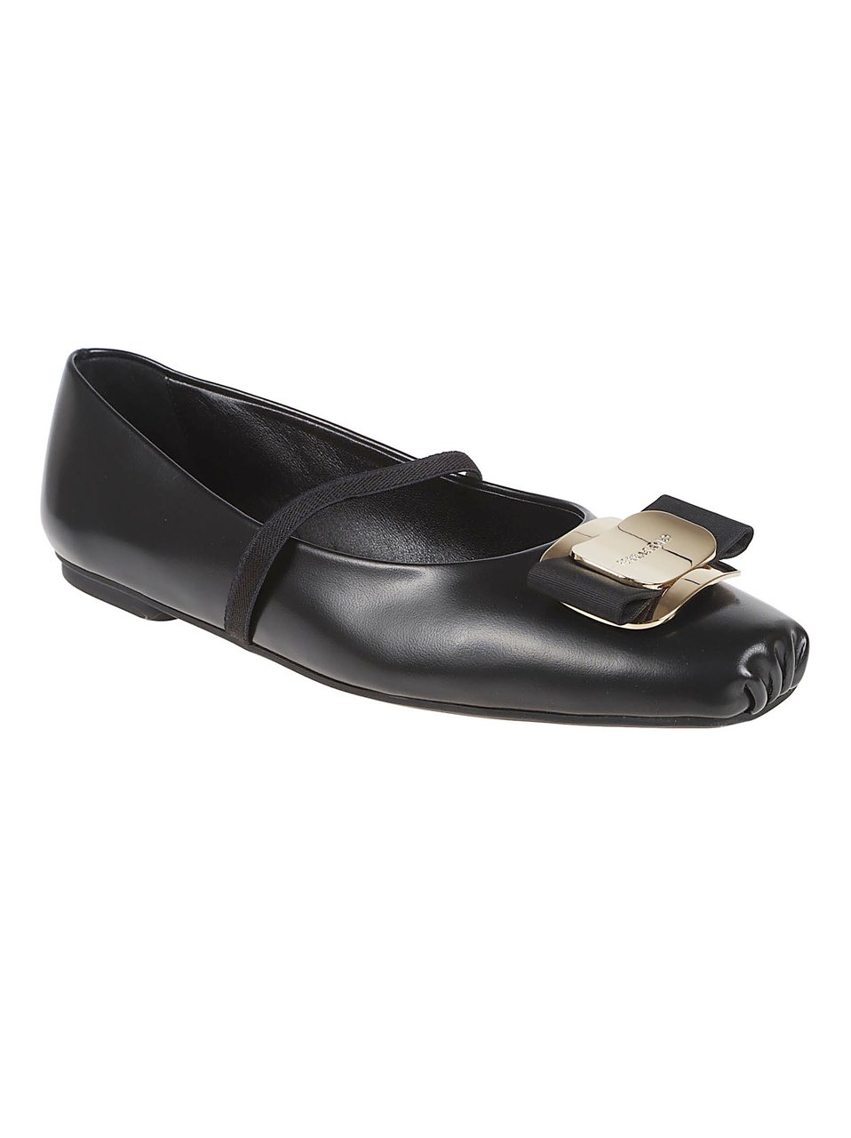 Ferragamo Pointed Toe Flats with Gros-Grain Elastic Zwart