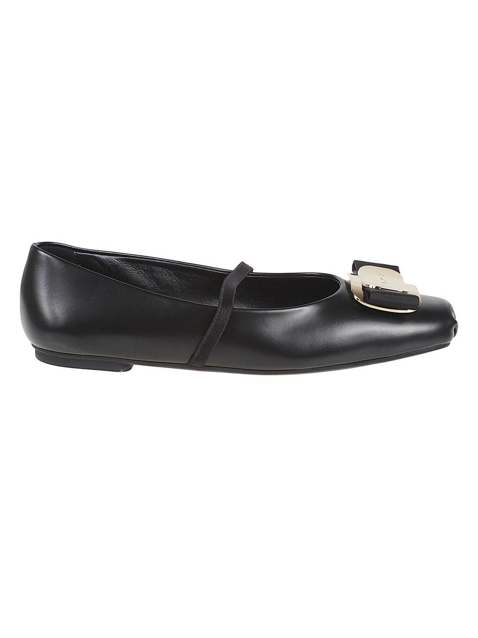 Ferragamo Pointed Toe Flats with Gros-Grain Elastic Zwart