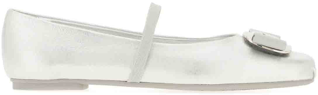 Ferragamo Ferragamo Silver nappa leather Zina ballerinas Zilver