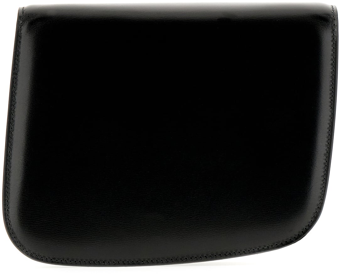 Ferragamo Ferragamo Black leather small Fiamma crossbody bag Zwart