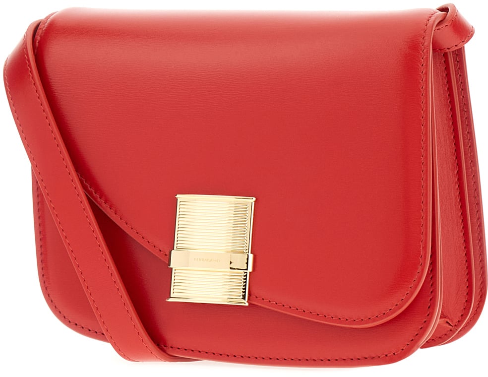 Ferragamo Ferragamo Red leather small Fiamma crossbody bag Rood