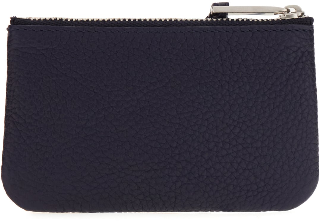 Ferragamo Ferragamo Navy blue leather card holder Blauw