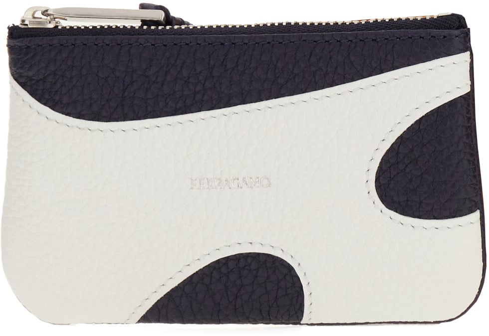 Ferragamo Ferragamo Navy blue leather card holder Blauw