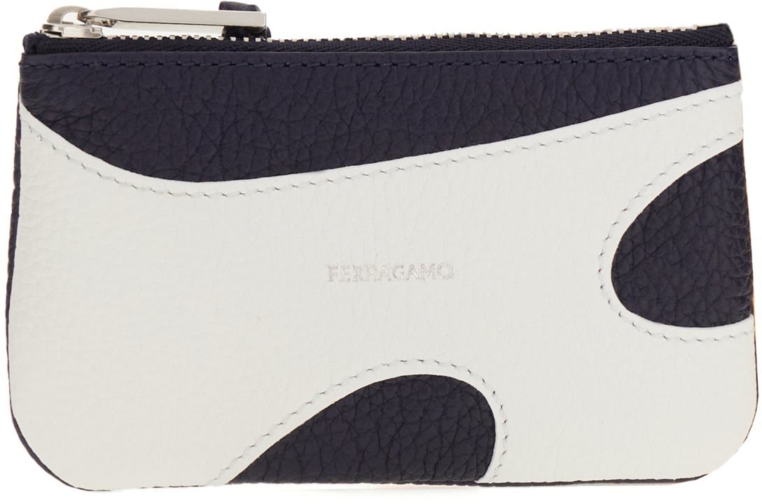 Ferragamo Ferragamo Navy blue leather card holder Blauw