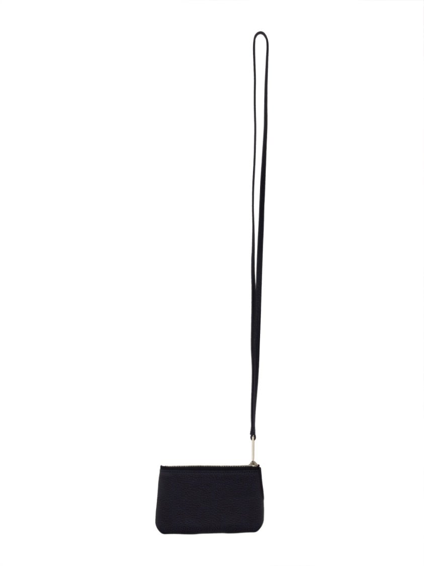 Ferragamo Leather Card Holder With Convenient Strap Rood
