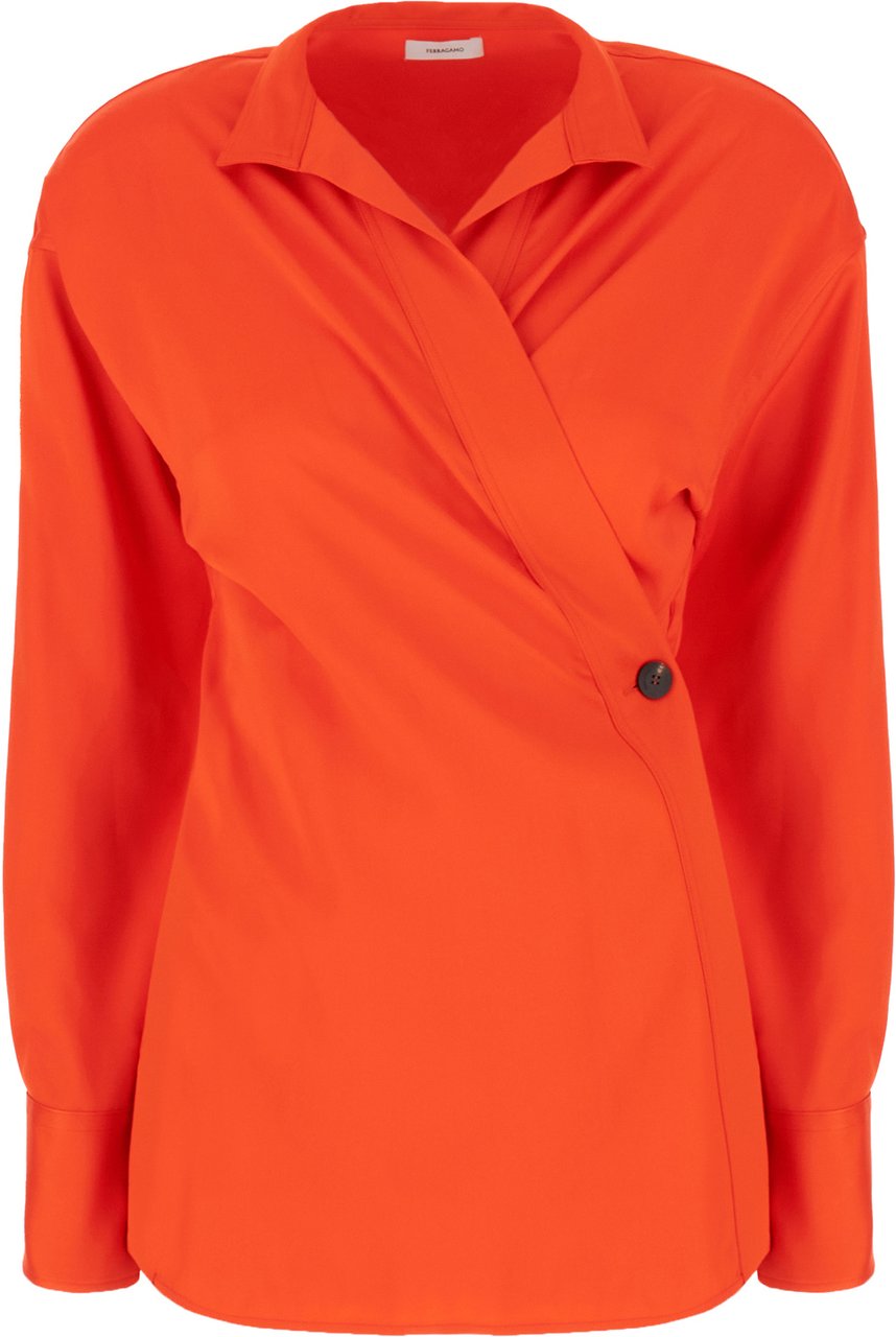 Ferragamo Ferragamo Coral stretch viscose blouse Oranje