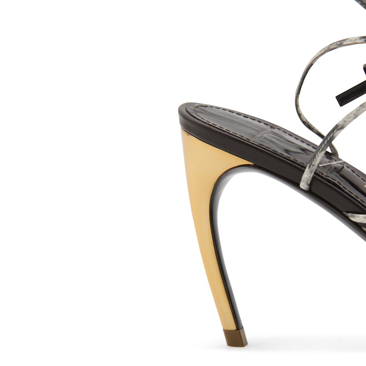 Ferragamo Brown Leather Sculptural Heel Pumps Grijs