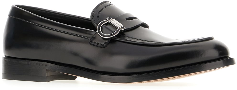 Ferragamo Ferragamo Black leather Canada loafers Zwart