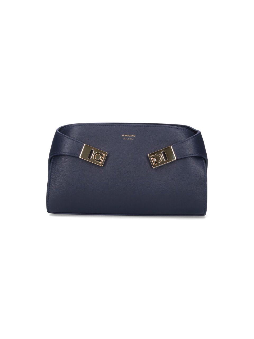 Ferragamo Blue Hug Calf Leather Mini Bag Blauw