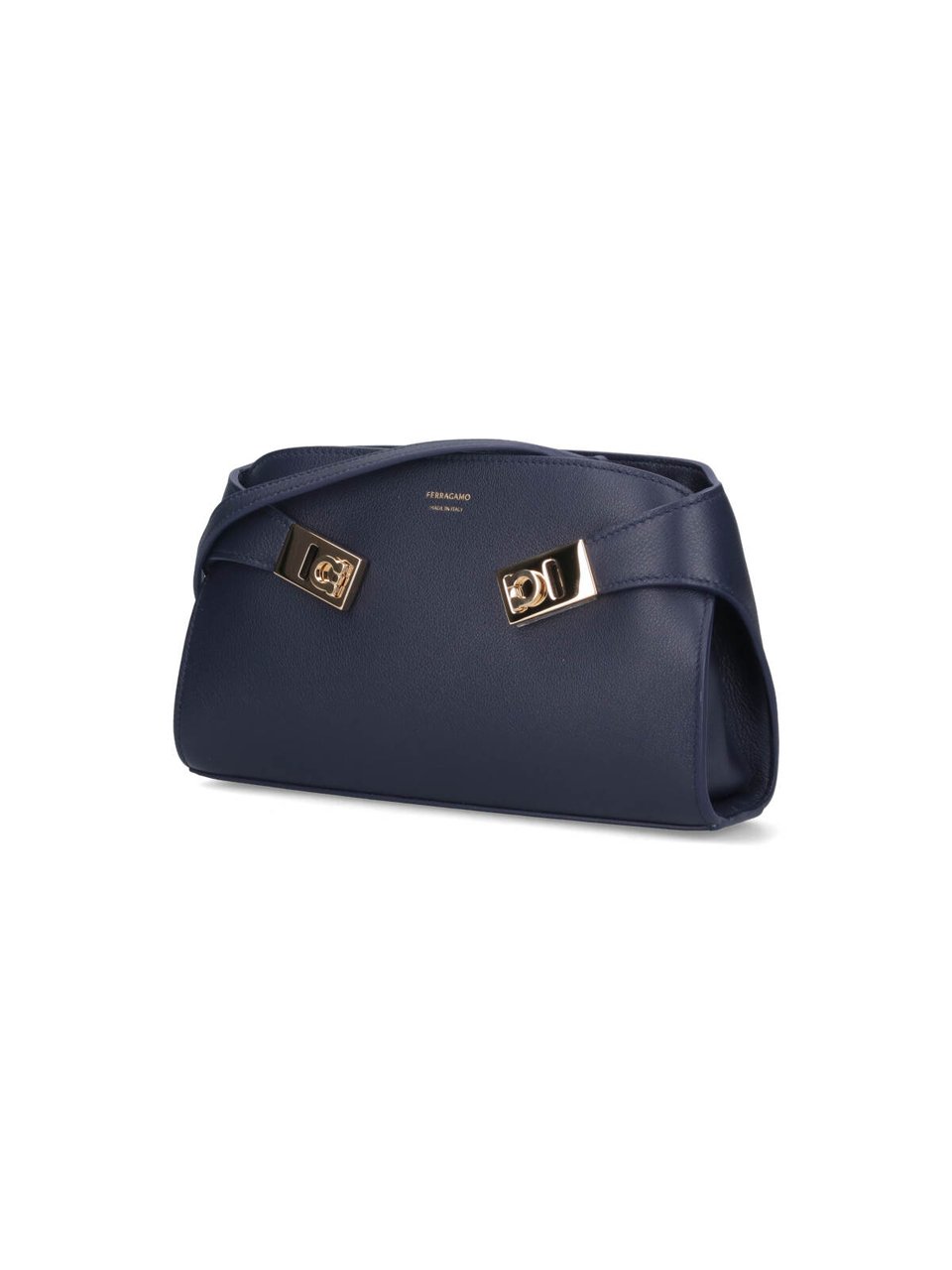 Ferragamo Blue Hug Calf Leather Mini Bag Blauw
