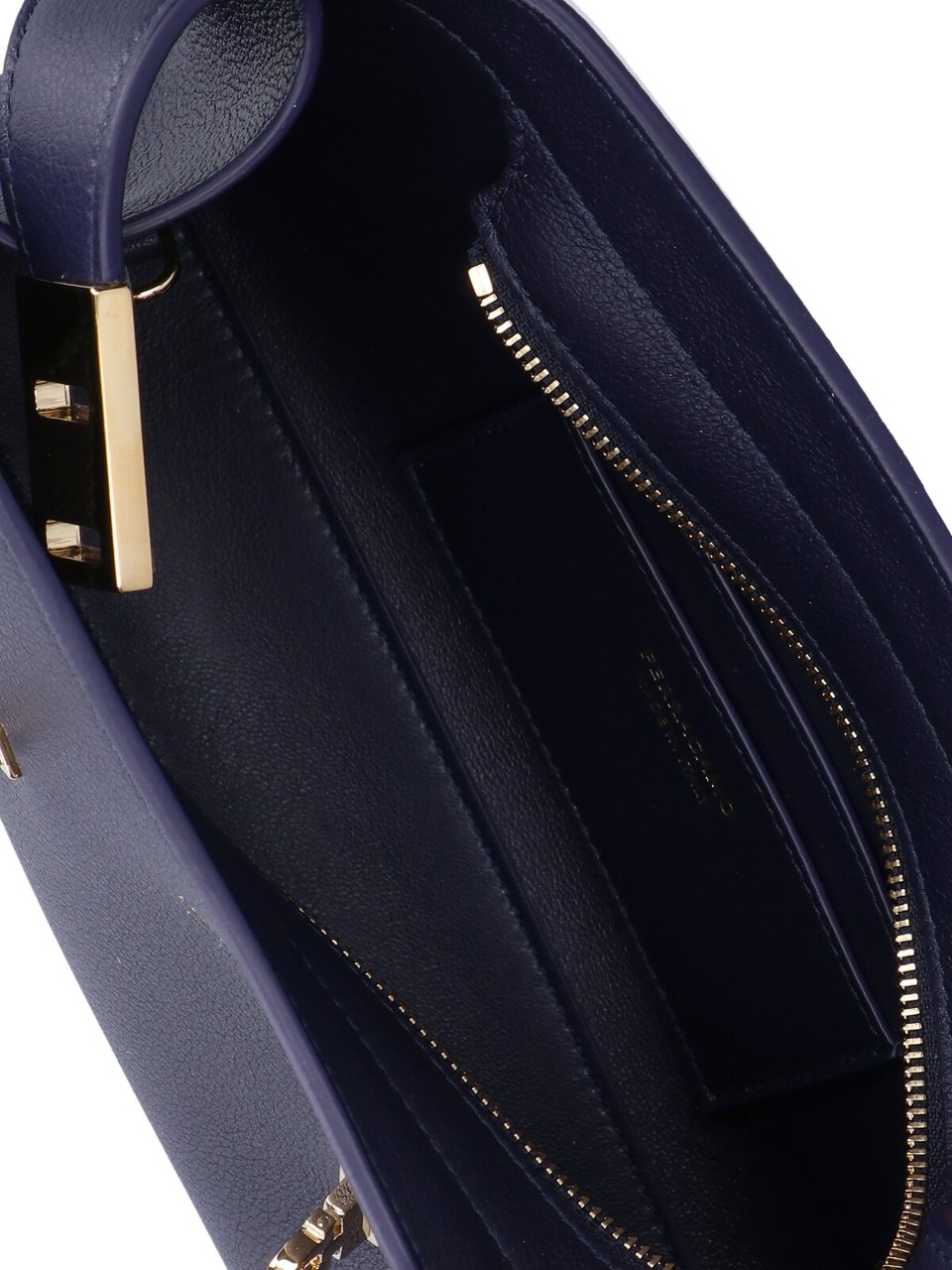 Ferragamo Blue Hug Calf Leather Mini Bag Blauw