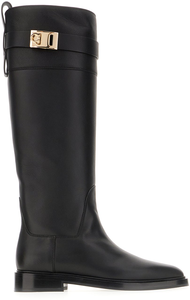 Ferragamo Ferragamo Black leather boots Zwart