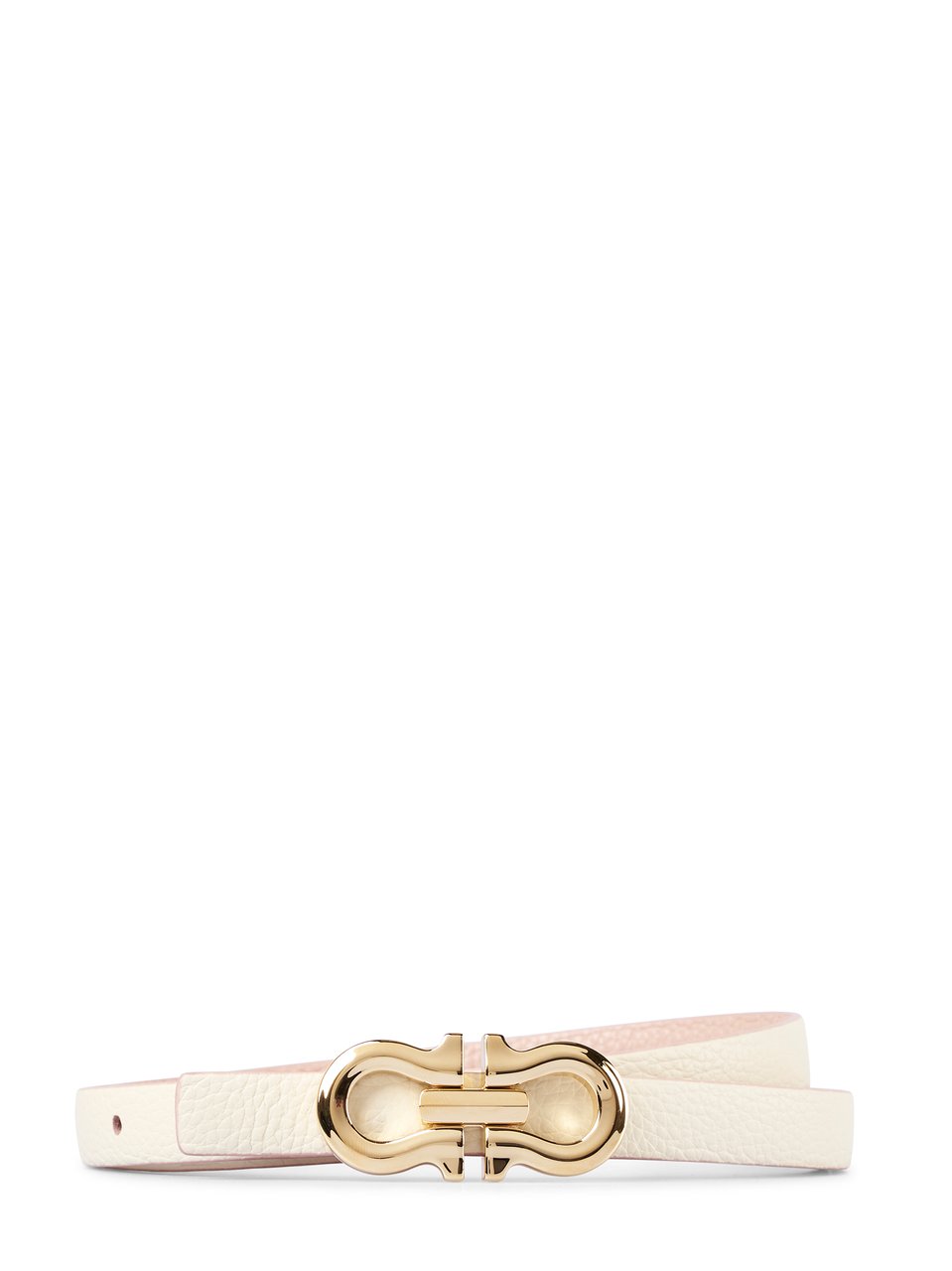 Ferragamo Textured Leather Belt with Interlocking Gold-tone Buckle Roze