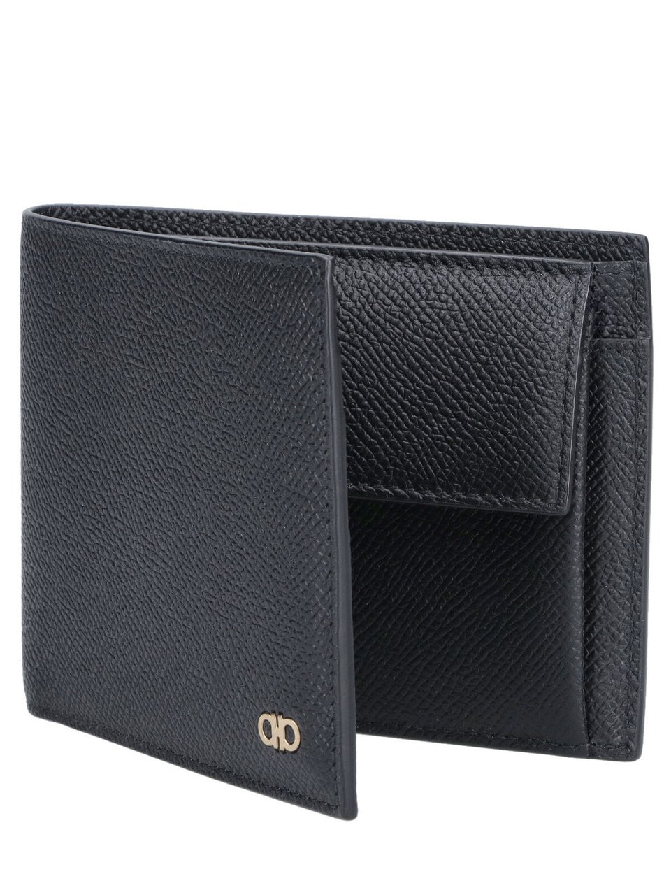 Ferragamo Matte Black Minimalist Wallet With Timeless Design Zwart