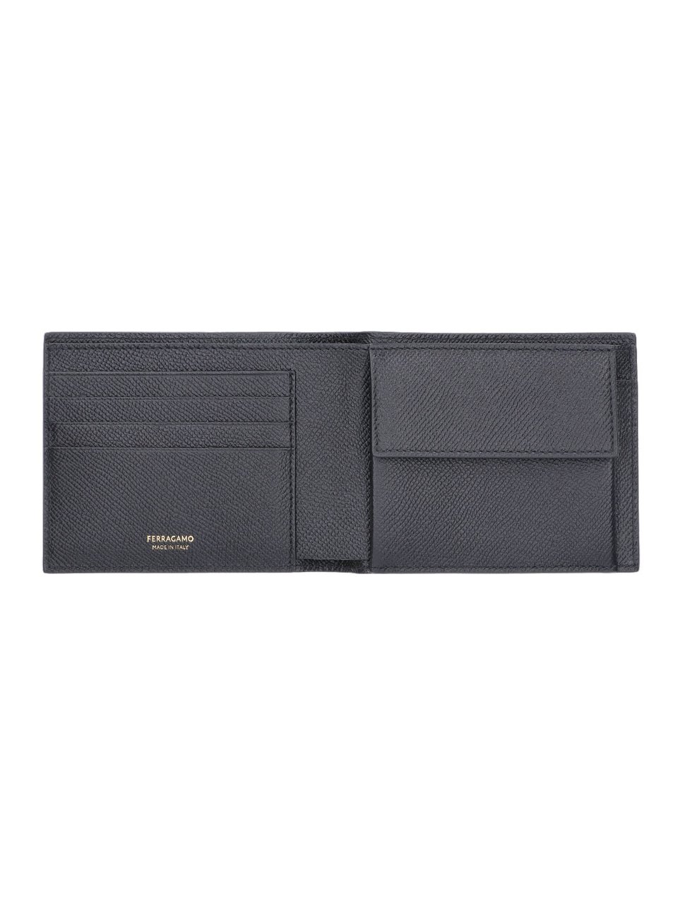 Ferragamo Matte Black Minimalist Wallet With Timeless Design Zwart