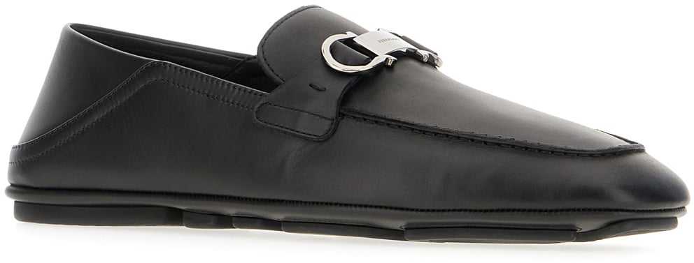 Ferragamo Ferragamo Black leather Bahrein loafers Zwart