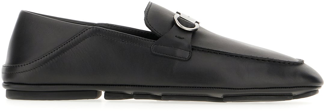 Ferragamo Ferragamo Black leather Bahrein loafers Zwart