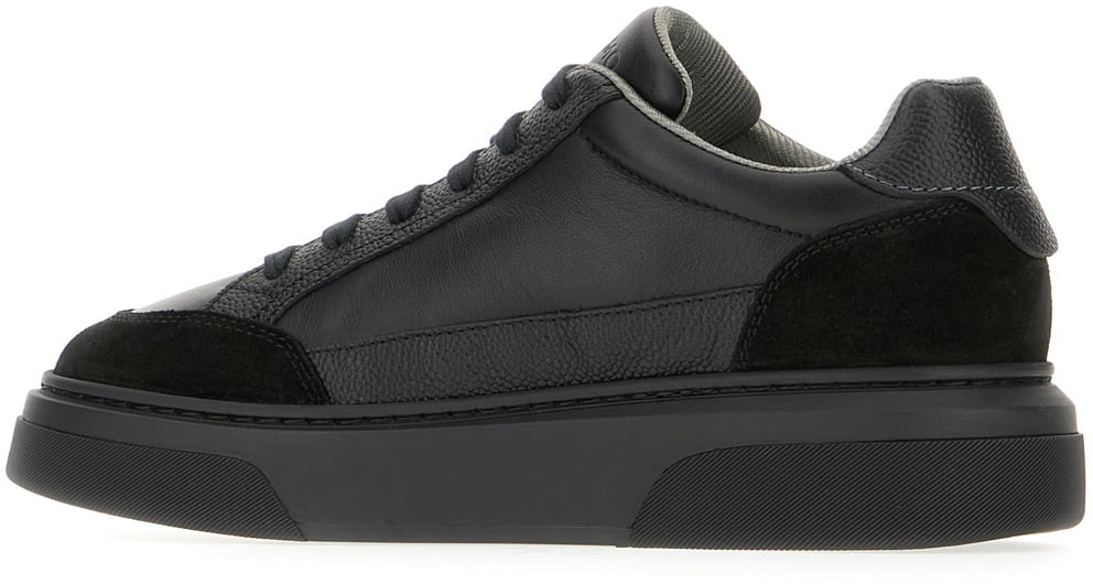 Ferragamo Ferragamo Black leather and suede Cassina sneakers Zwart