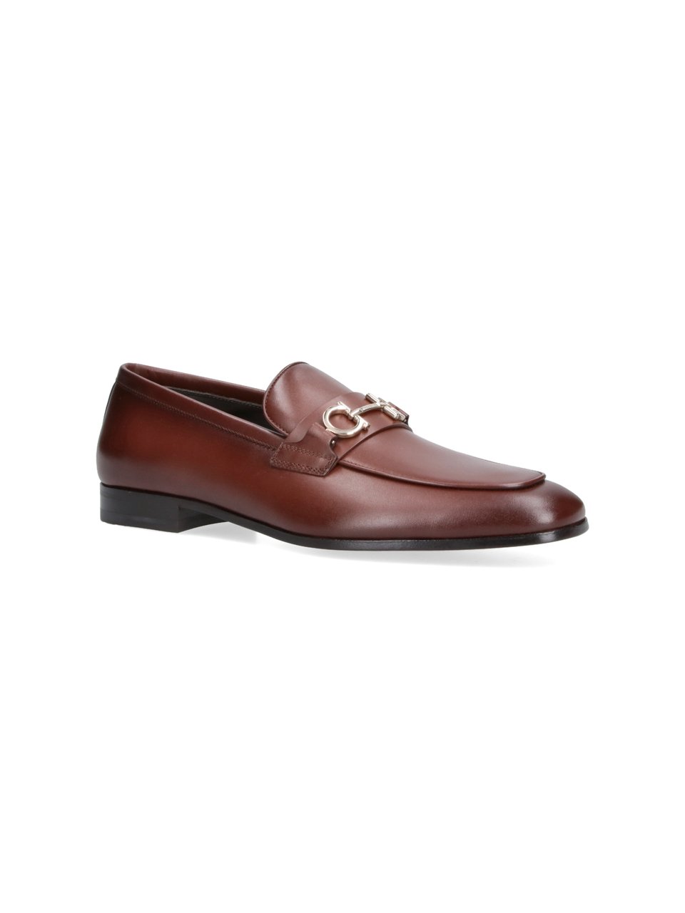 Ferragamo Brown Gancini Round Toe Loafers Bruin
