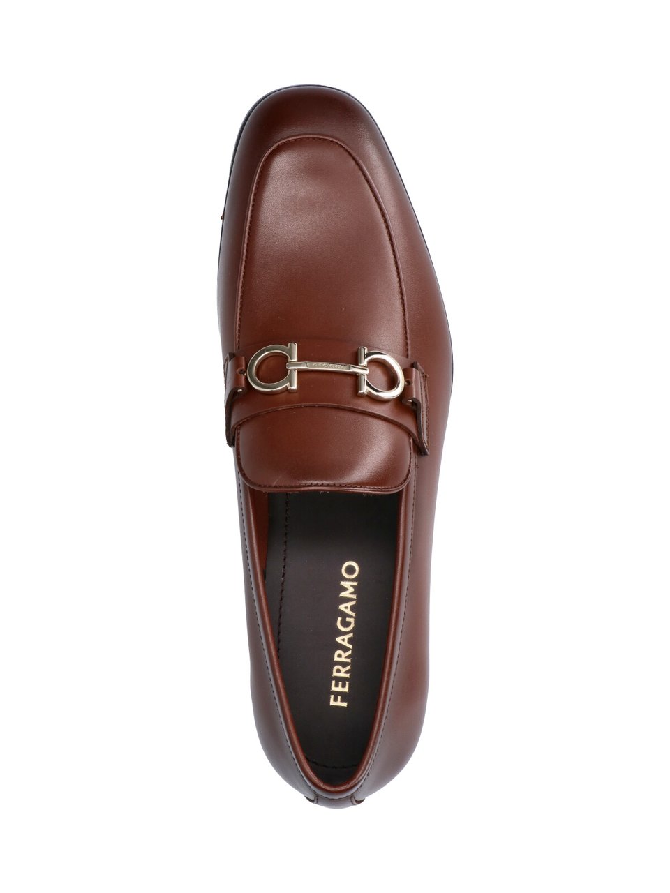 Ferragamo Brown Gancini Round Toe Loafers Bruin
