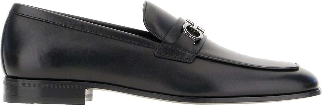 Ferragamo Black leather Balty loafers Zwart