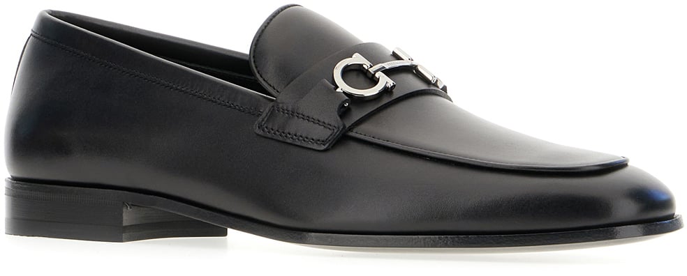 Ferragamo Black leather Balty loafers Zwart