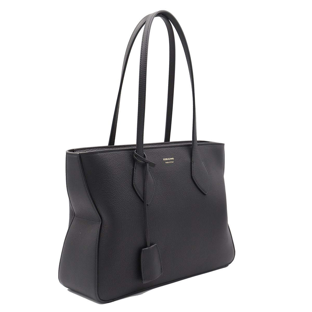 Ferragamo Black Leather Tote Zwart