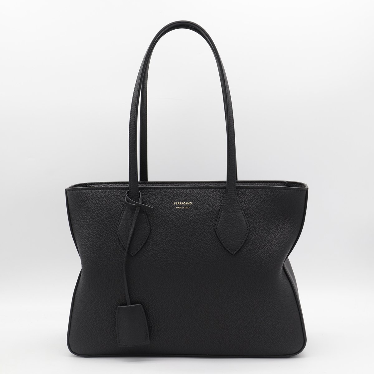 Ferragamo Black Leather Tote Zwart