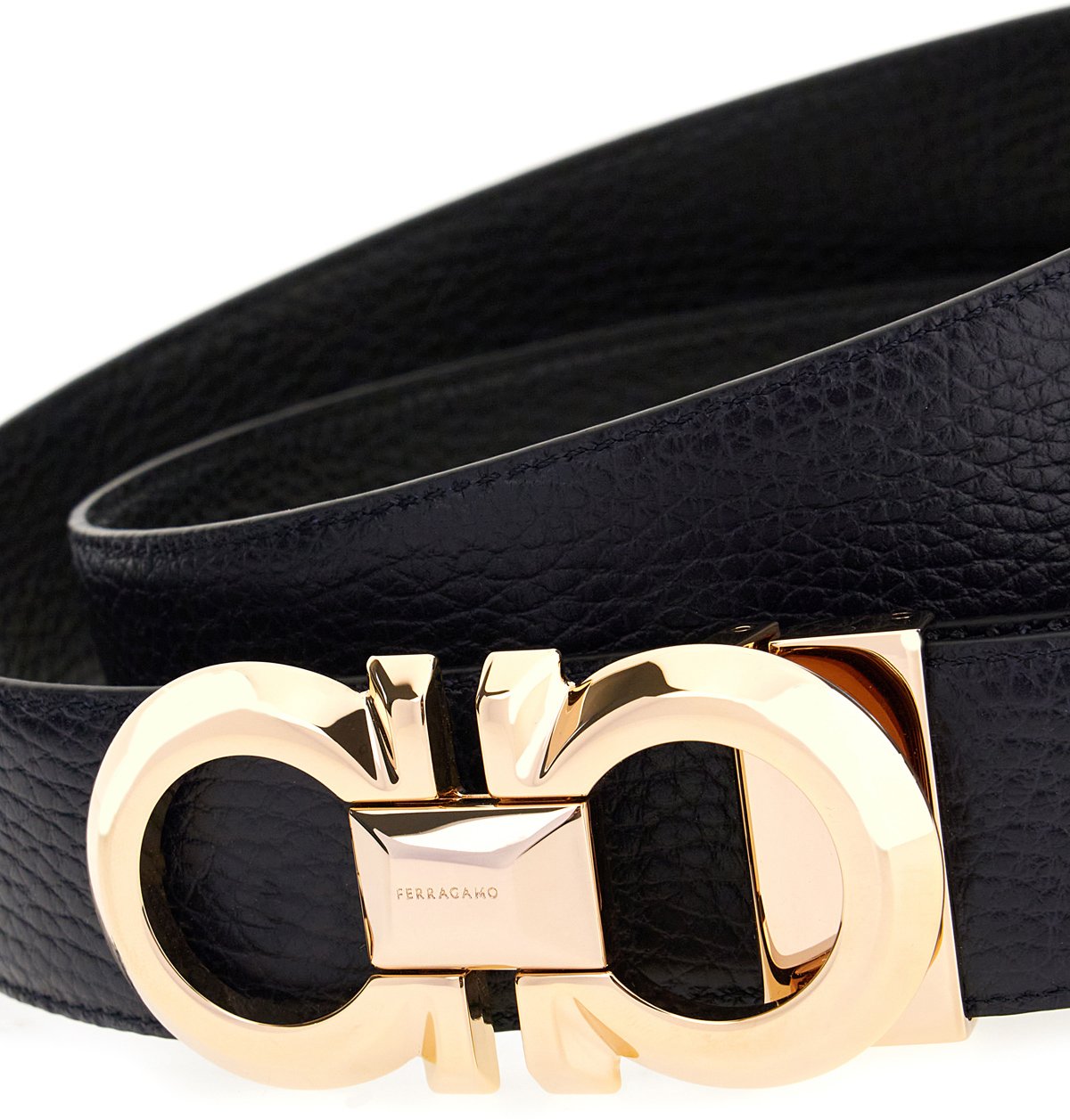 Ferragamo Ferragamo Black leather belt Zwart