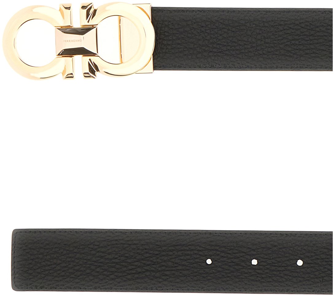 Ferragamo Ferragamo Black leather belt Zwart