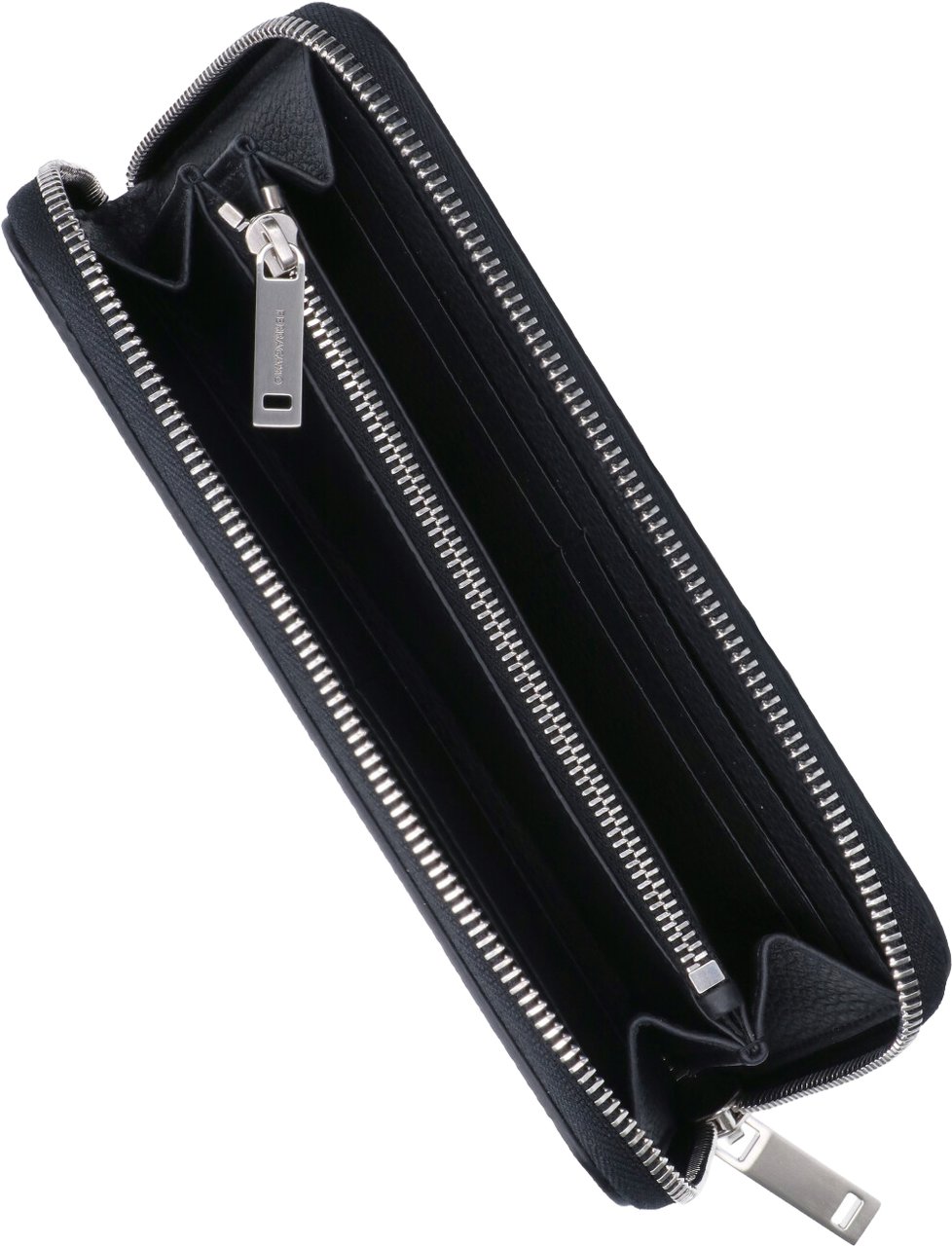 Ferragamo Black Central Zip Leather Wallet Zwart