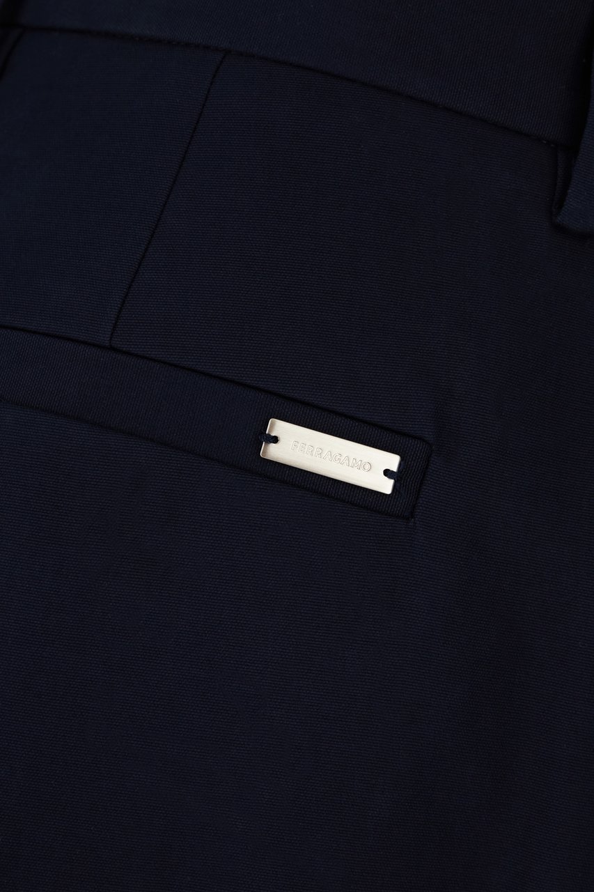 Ferragamo Ferragamo Navy blue cotton pants Blauw