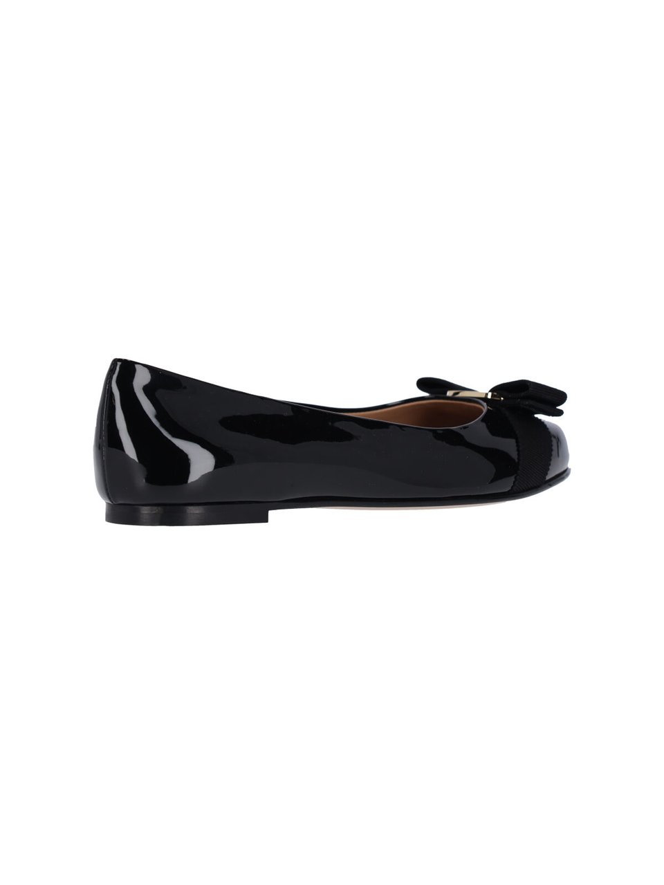 Ferragamo Slip-On Ballerina Flats with Bow Accent Zwart