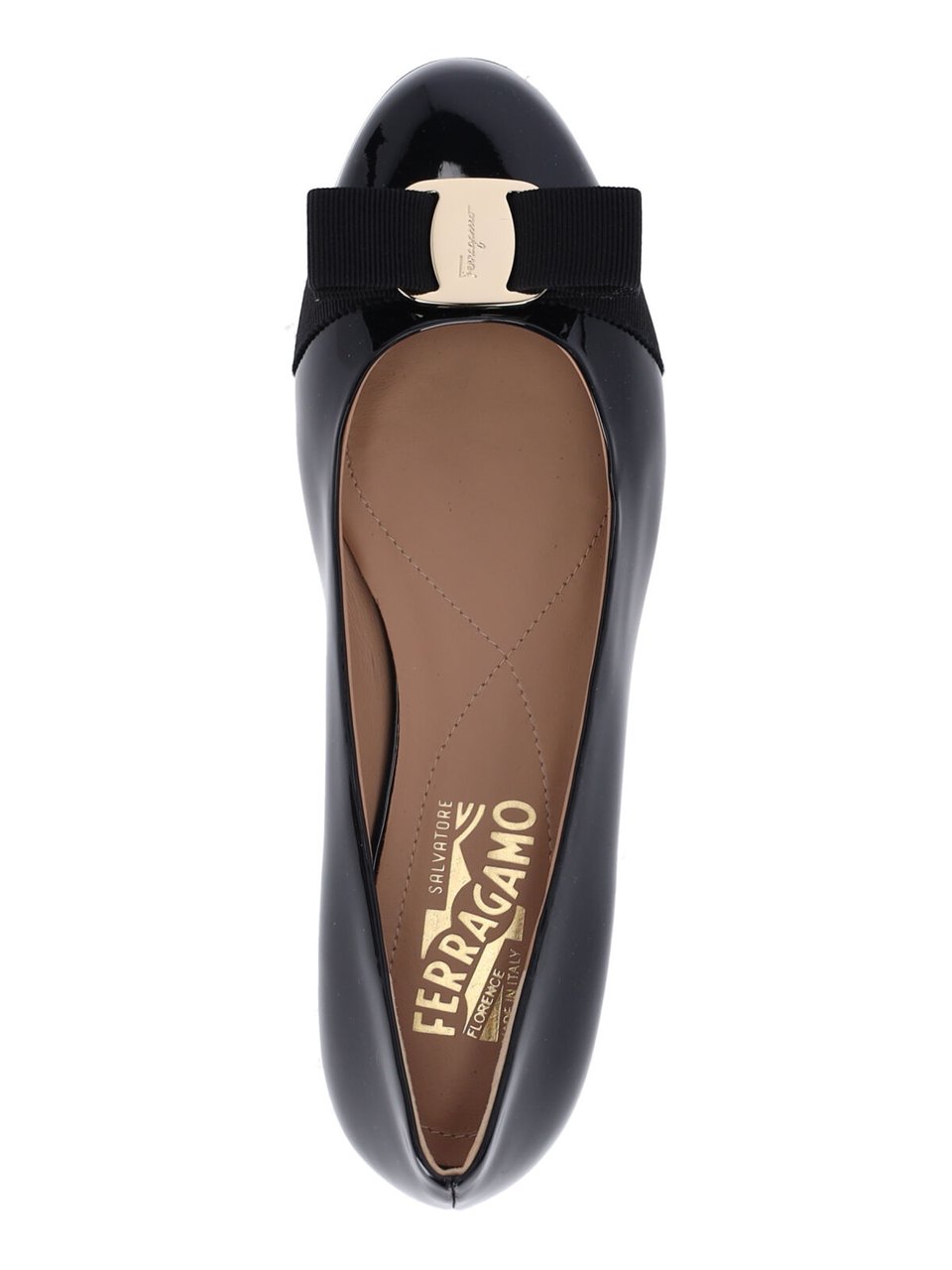 Ferragamo Slip-On Ballerina Flats with Bow Accent Zwart
