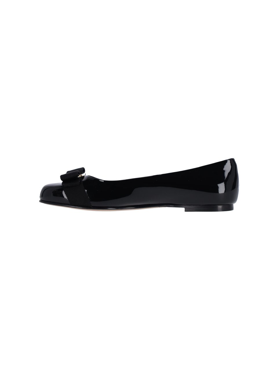Ferragamo Slip-On Ballerina Flats with Bow Accent Zwart