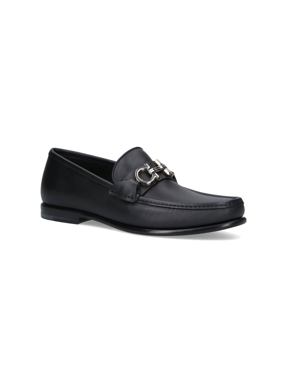 Ferragamo Moccasins with Reversible Silver and Gold Hardware Zwart