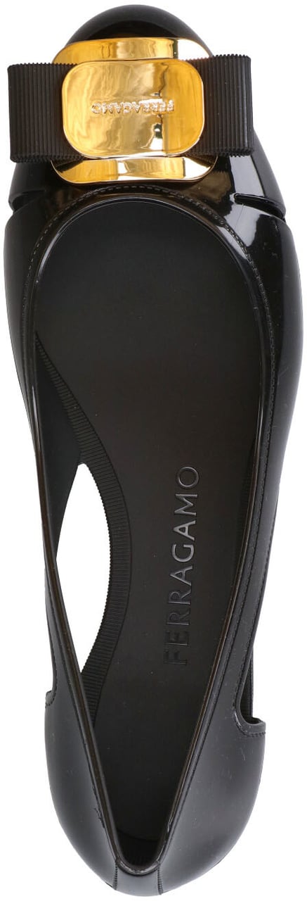 Ferragamo "Nara Jelly Cutout Bow" Ballerinas Black Zwart