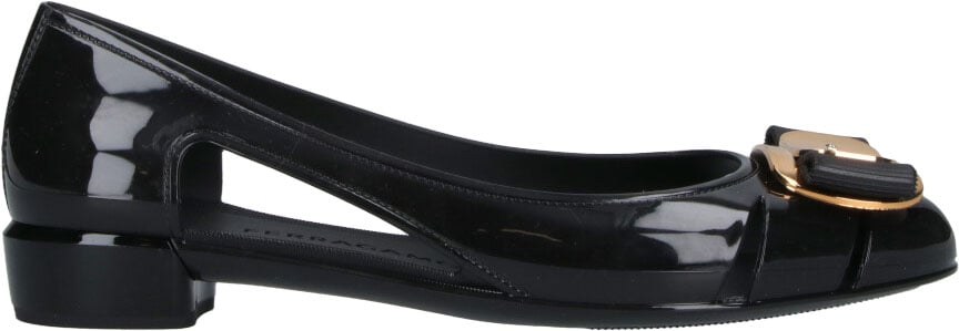 Ferragamo "Nara Jelly Cutout Bow" Ballerinas Black Zwart