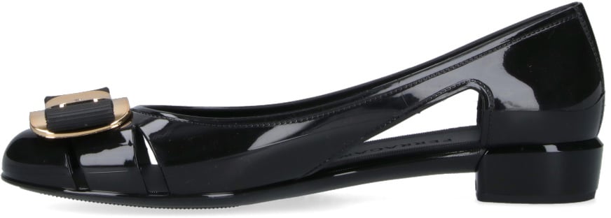 Ferragamo "Nara Jelly Cutout Bow" Ballerinas Black Zwart