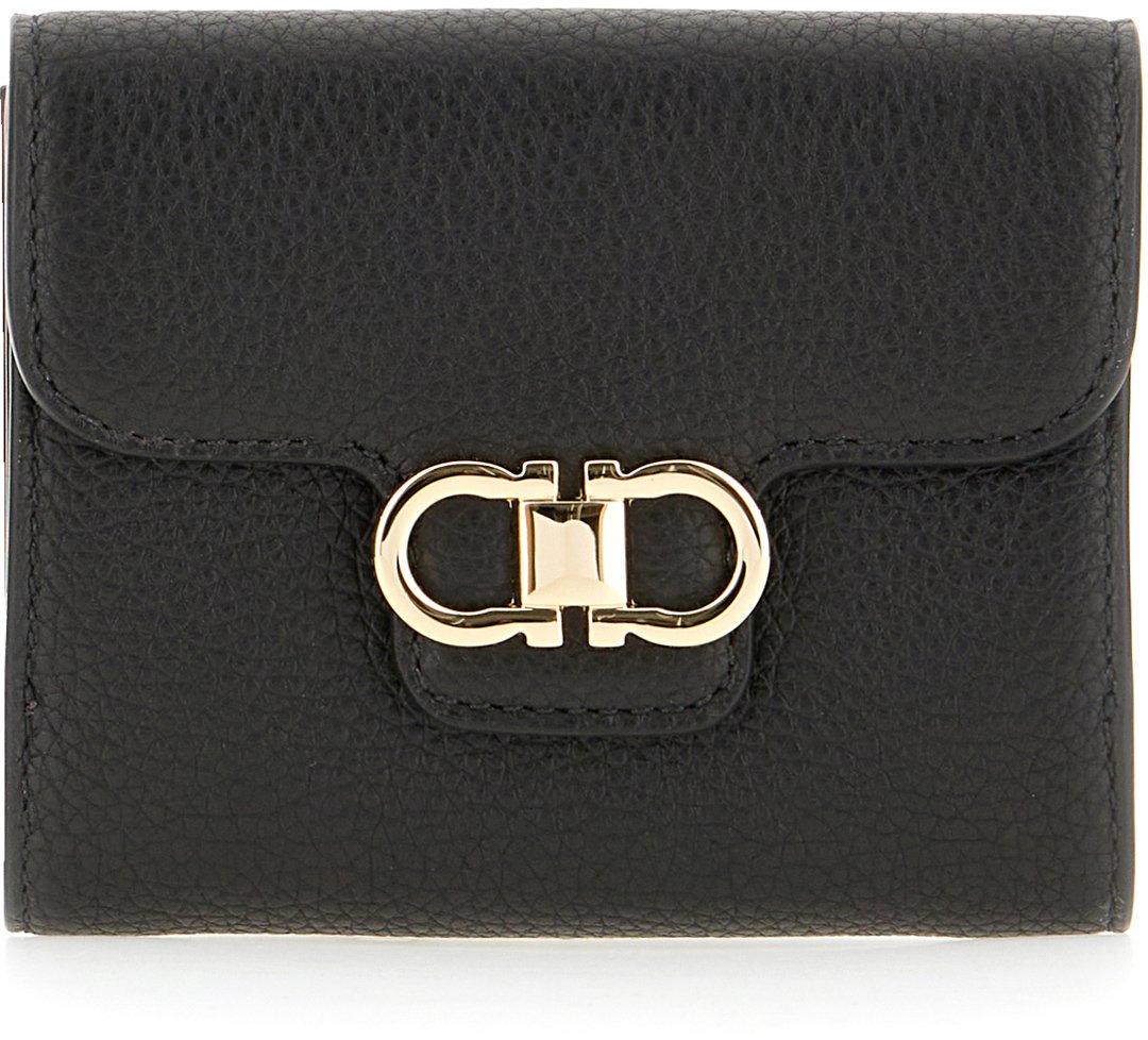 Ferragamo Ferragamo Black leather wallet Zwart