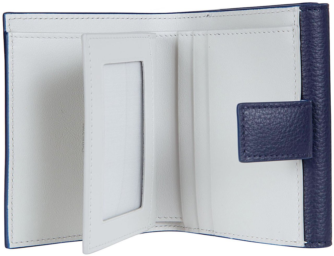 Ferragamo Versatile French Wallet in Pebbled Calf Leather Grijs