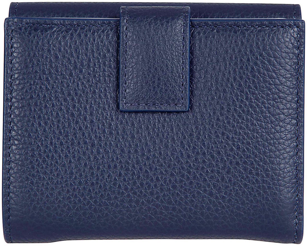 Ferragamo Versatile French Wallet in Pebbled Calf Leather Grijs