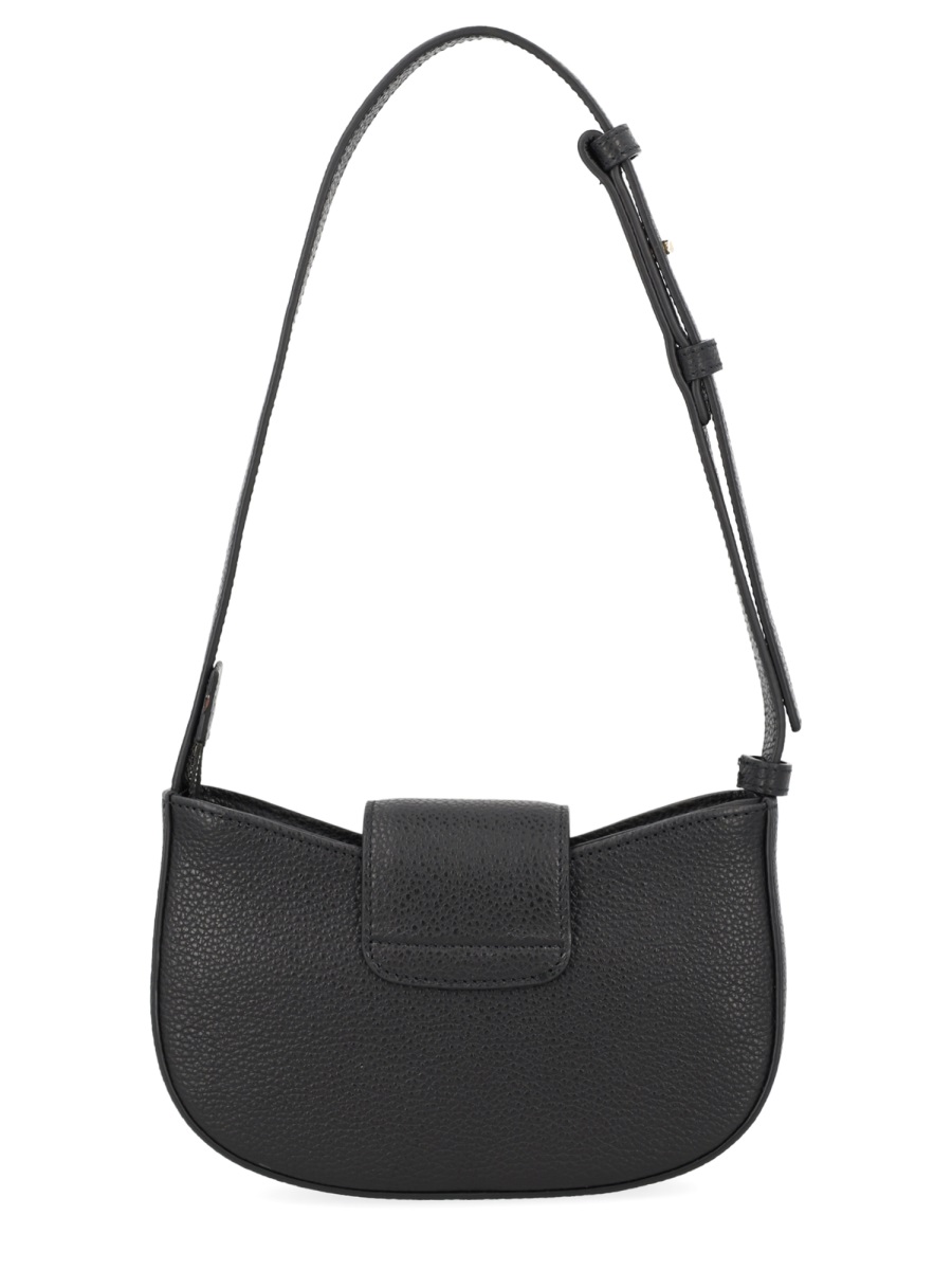 Ferragamo Black Gabry Calf Leather Shoulder Bag Zwart