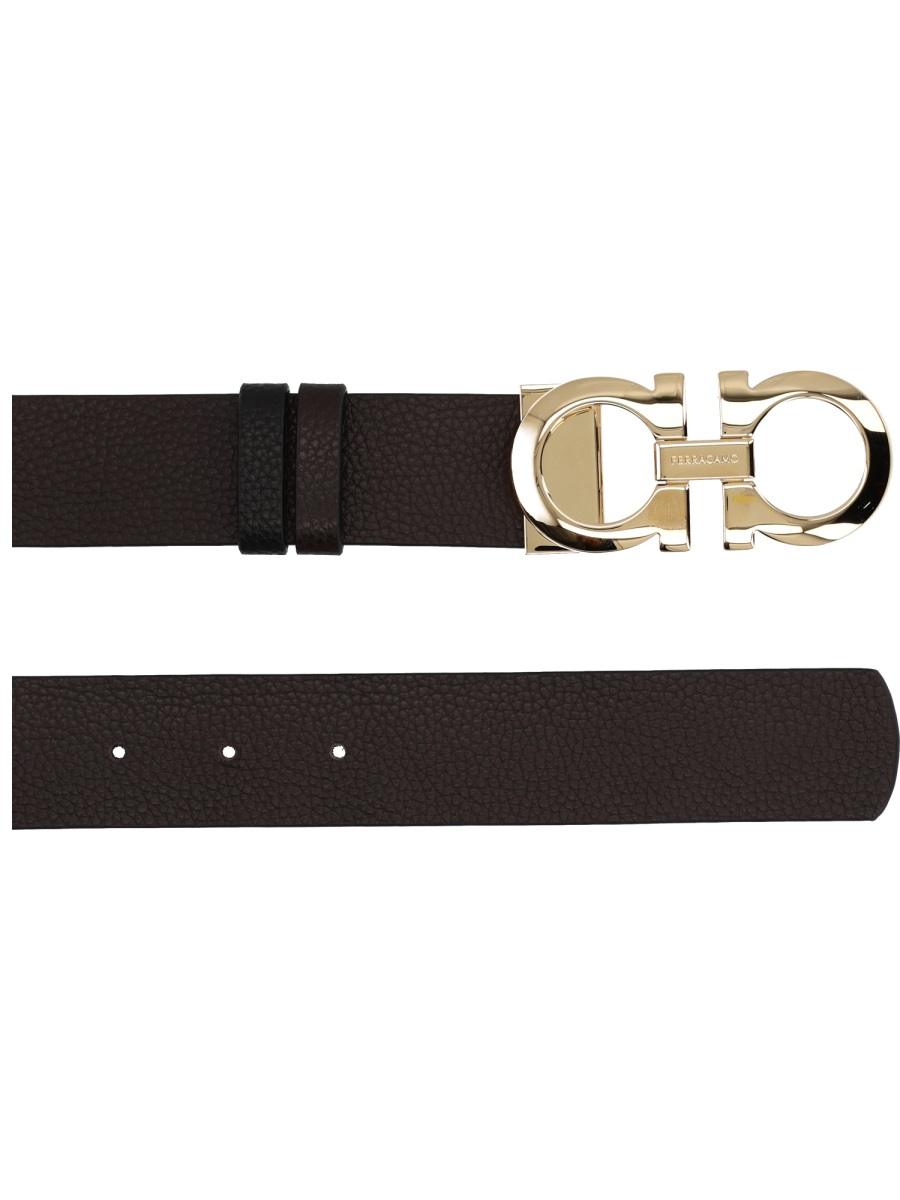 Ferragamo Leather Hooks Reversible Belt Zwart