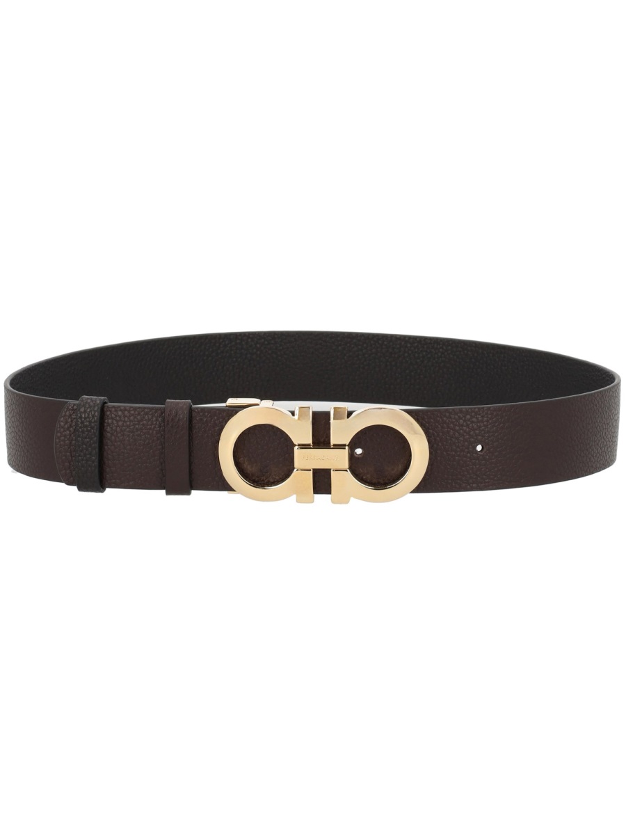 Ferragamo Leather Hooks Reversible Belt Zwart